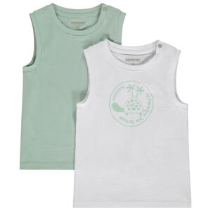 Lote de 2 camisetas sin mangas lisas y estampadas para bebé niño 