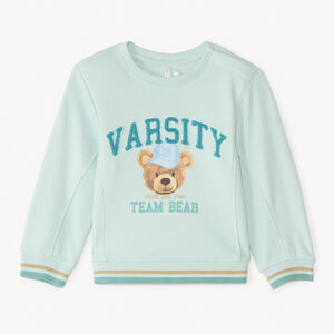 Sudadera de felpa con estampado y parche de bucle para bebé niño. 