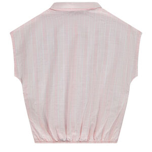 Camisa de manga corta a rayas niña con lazo 
