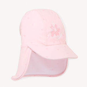 Gorra sahariana anti-UV con estampado de flor de hibisco para niña bebé. 