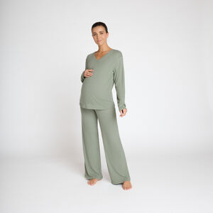 Set pyjama de grossesse uni en maille côtelée  Main Set pyjama de grossesse uni en maille côtelée