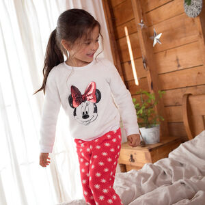 Pijama de borreguillo bicolor con Minnie Disney de lentejuelas 