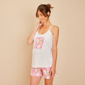 Camiseta sin mangas de embarazo y lactancia con estampado floral. 