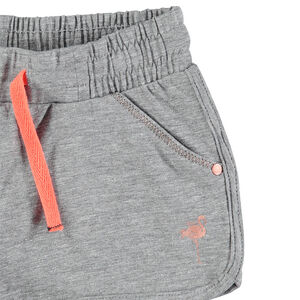 Pantalón corto de punto con flamenco rosa estampado 