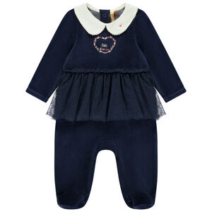 Pelele de terciopelo y tul efecto 2 en 1 para niña bebé 