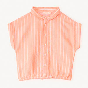 Camisa de manga corta de tela a rayas para niña 