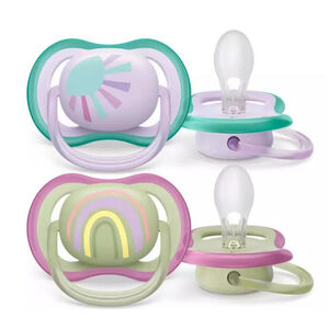 Pack de 2 chupetes de silicona Ultra Air 0-6M sol/arcoíris 