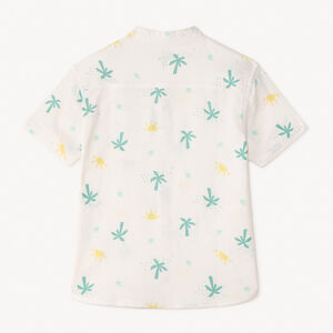 Camisa de manga corta con cuello mao y estampado de palmeras niño 