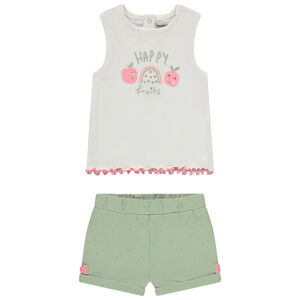 Conjunto camiseta sin mangas estampado de manzanas + short fantasía para bebé niña  Main Conjunto camiseta sin mangas estampado de manzanas + short fantasía para bebé niña