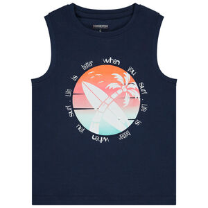 Camiseta sin mangas de punto estampada para niño 