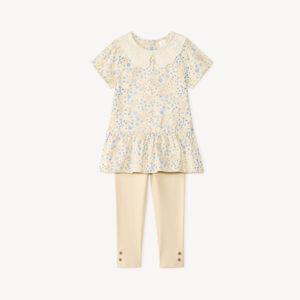 Conjunto de 2 piezas: blusa + leggings floreados para bebé niña 