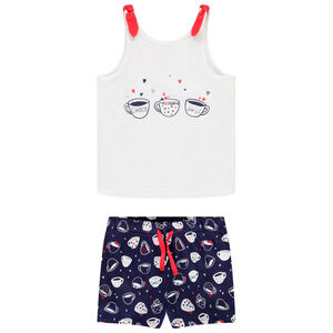 Pijama corto de jersey con tirantes y short para niña 