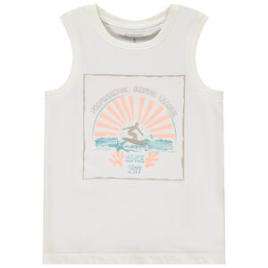 Camiseta sin mangas con estampado y bordado de surfista para niño 