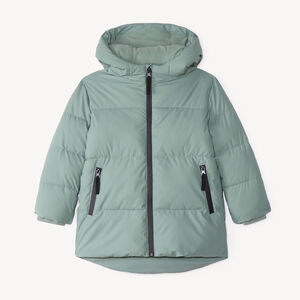 Chaqueta larga con capucha para niño, forrada de micropolar. 