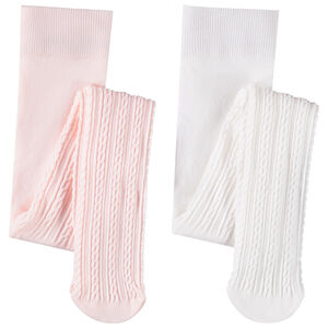 Pack de 2 pares de leotardos gruesos trenzados para bebé niña 