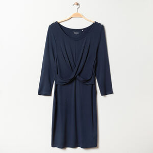 Vestido de embarazo de manga larga azul marino 