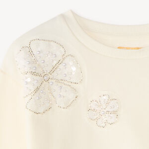 Sudadera para niñas de felpa con diseño de flores de perlas. 