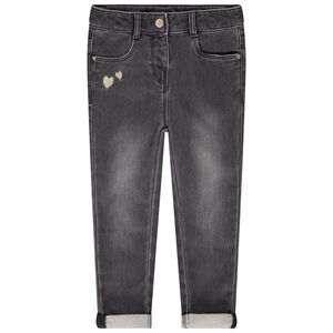 Jean slim bordado corazones para bebé niña 