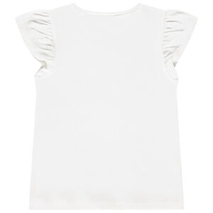 Camiseta de manga corta con volantes y estampado fantasía niña 