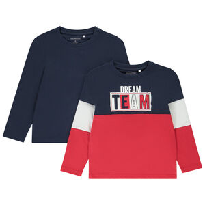 Lot de t-shirts manches longues en jersey effet color block avec print pour garçon Main Lot de t-shirts manches longues en jersey effet color block avec print pour garçon