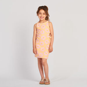 Vestido sin mangas ajouré con estampado de flores para niña 