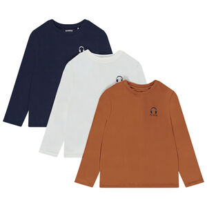 Pack de 3 camisetas de manga larga de jersey con estampado de cascos para niño 