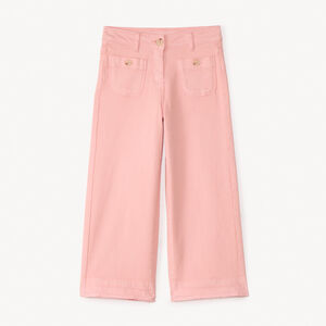 Jean ancho liso con botones de imitación de cuerno para niña 