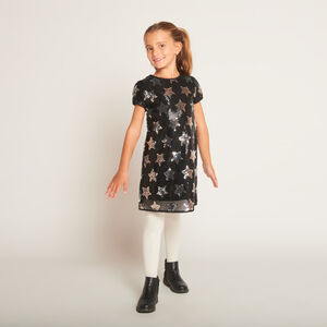 Robe manches courtes en sequins avec motif étoile pour fille   Main Robe manches courtes en sequins avec motif étoile pour fille