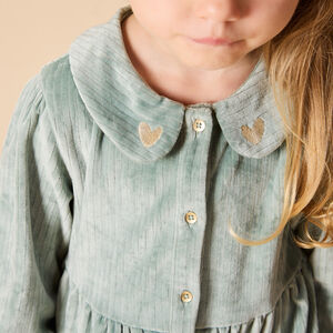 Ropa de terciopelo acanalado con volantes y mangas largas para bebé niña 