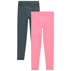 Pack de 2 leggings lisos con logo estampado 