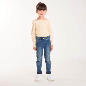Vaqueros slim en denim efecto lavado para niña 