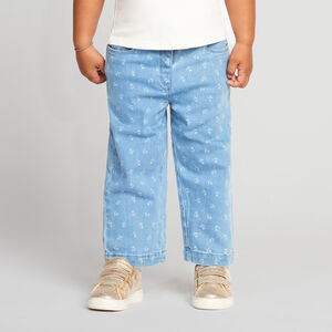 Vaqueros anchos con estampado de flores para bebé niña 