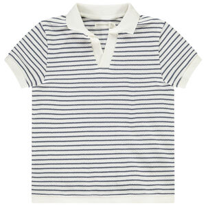 Polo de manga corta con cuello en V y rayas para niño 