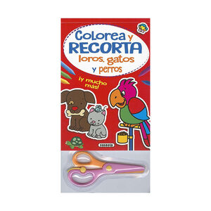 Libro para colorear y recortar "Loros, gatos y perros" +5 años 