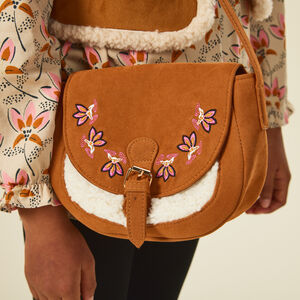 Bolso bandolera bordado en ante y sherpa niña 