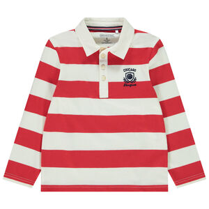 Polo a rayas con bordado de balón de baloncesto para niño 