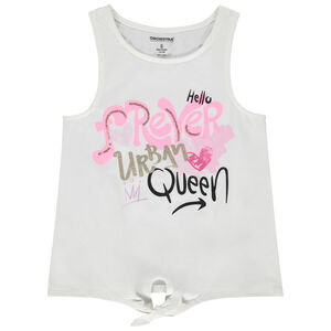 Camiseta sin mangas con print fantasía de lentejuelas y purpurina niña 