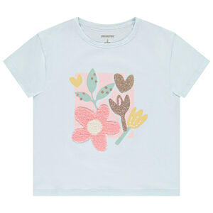 Camiseta de manga corta con bordado de bouclette para niña 