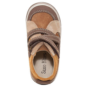 Botines de cuero con velcro cruzado 