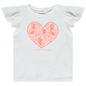 Camiseta de manga corta con volantes y bordado para niña  Main Camiseta de manga corta con volantes y bordado para niña