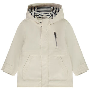 Parka goma repelente al agua con forro a rayas para niño 