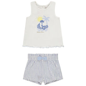 Conjunto corto 2 piezas con short a rayas para bebé niña 
