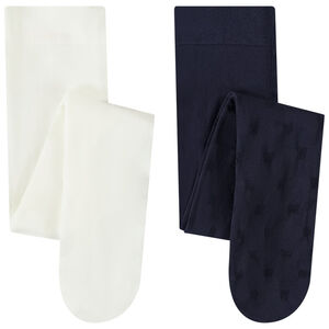 Lote de 2 medias finas de jacquard fantasía para bebé niña 