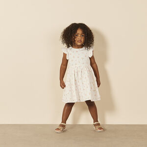 Vestido de manga corta con volantes y estampado floral para bebé niña  Main Vestido de manga corta con volantes y estampado floral para bebé niña