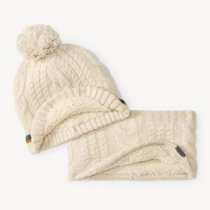 Conjunto de bebé niño: gorro + bufanda de micropolar forrado. 