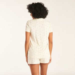 Conjunto de pijama de 2 piezas, camisa + pantalón corto con cinta alta para embarazada. 