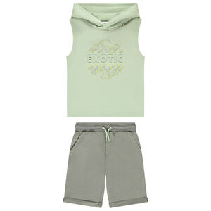 Conjunto de 2 piezas con camiseta sin mangas con capucha para niño 