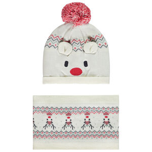 Conjunto de gorro lúdico + bufanda de punto de Navidad para bebé 