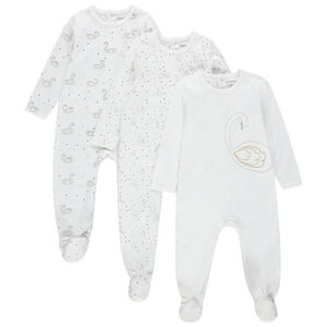 Pack de 3 peleles de jersey para bebé niña con estampado de cisnes 
