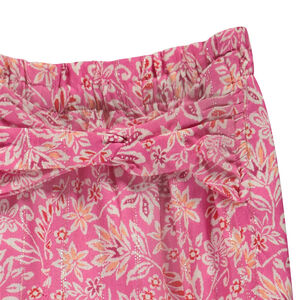 Pantalón fluido con cinturón falso estampado floral para niña 